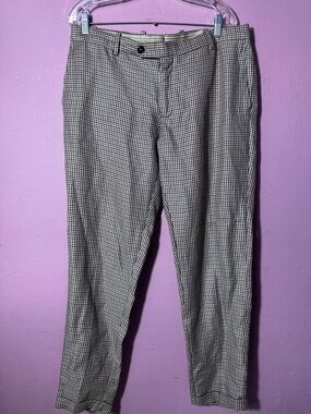 Mango Men's Tan and Brown Check Chinos